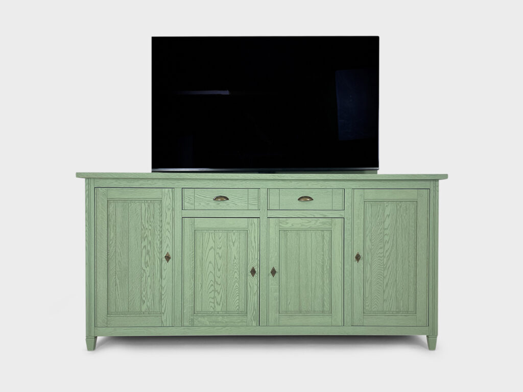 65 inch TV lift cabinet oak 2 drawers 4 doors