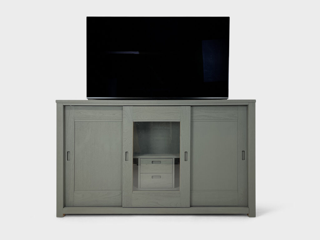 65 inch TV lift cabinet teak wood