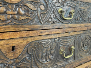 English oak TV lift commode, 19th century