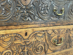 English oak TV lift commode, 19th century