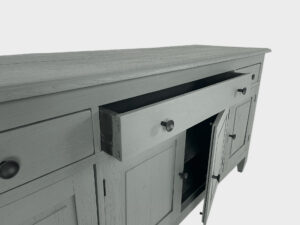 Green-grey matte teak wood tv lift sideboard cabinet 55 inch