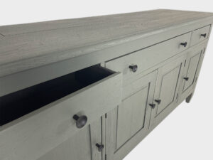 Green-grey matte teak wood tv lift sideboard cabinet 55 inch