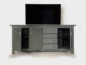 Solid oak tv lift sideboard 55 inch 3 doors 4 drawers