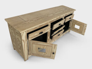 Rubberwood TV lift cabinet 55 inch