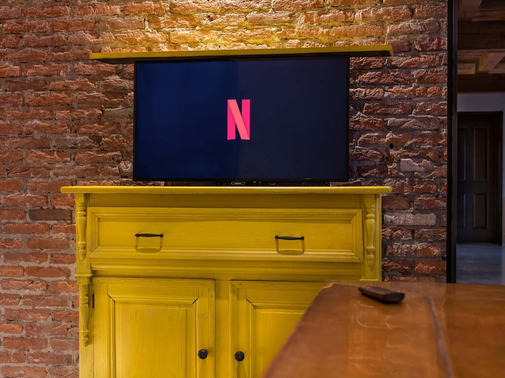 Yellow TV lift cabinet 48 inch
