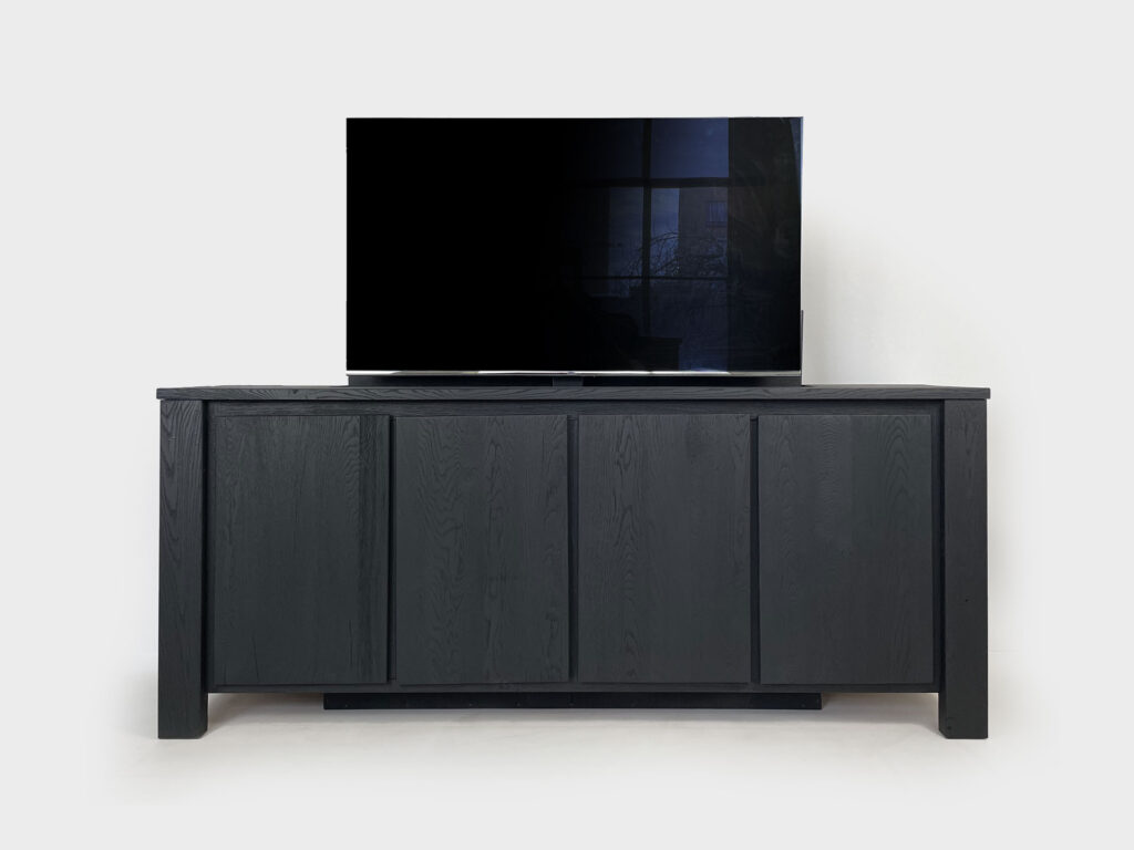 Drawerless black tv lift cabinet 55 inch tv
