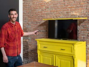 Yellow TV lift cabinet 48 inch