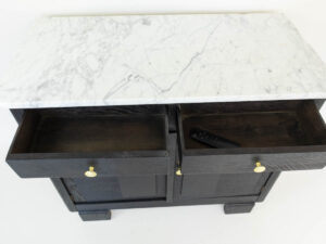 Black TV lift cabinet with marble top 32 inch