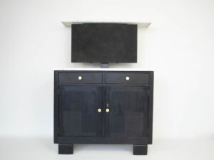 Black TV lift cabinet with marble top 32 inch