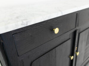 Black TV lift cabinet with marble top 32 inch
