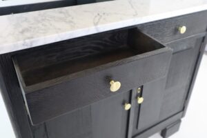 Black TV lift cabinet with marble top 32 inch