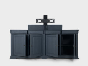 tv lift sideboard 4 drawers 4 doors grey-blue matte 55 inch
