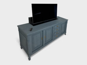 Oak tv lift sideboard grey-blue matte 55 inch