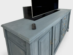 Oak tv lift sideboard grey-blue matte 55 inch