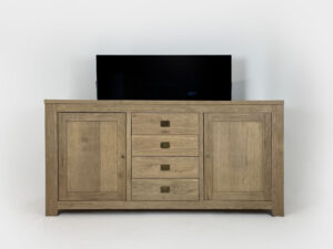 Rustic oak tv lift cabinet 55 inch