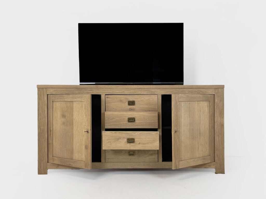 Rustic oak tv lift cabinet 55 inch