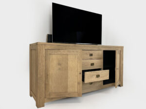 Rustic oak tv lift cabinet 55 inch