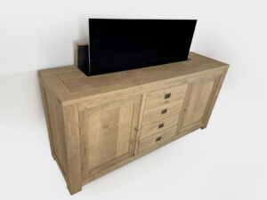 Rustic oak tv lift cabinet 55 inch