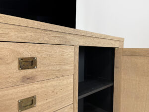 Rustic oak tv lift cabinet 55 inch
