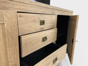 Rustic oak tv lift cabinet 55 inch