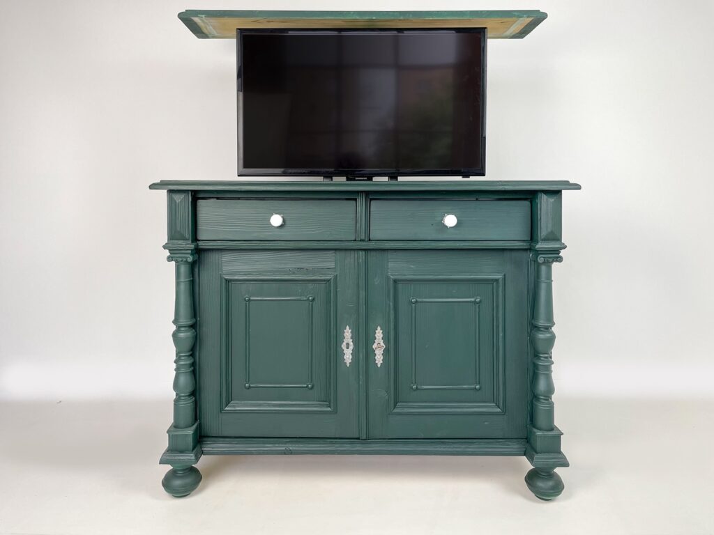 Antique pine TV lift cabinet
