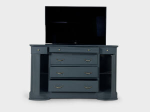 Blue cherry wood 43 inch tv lift cabinet with hinged doors