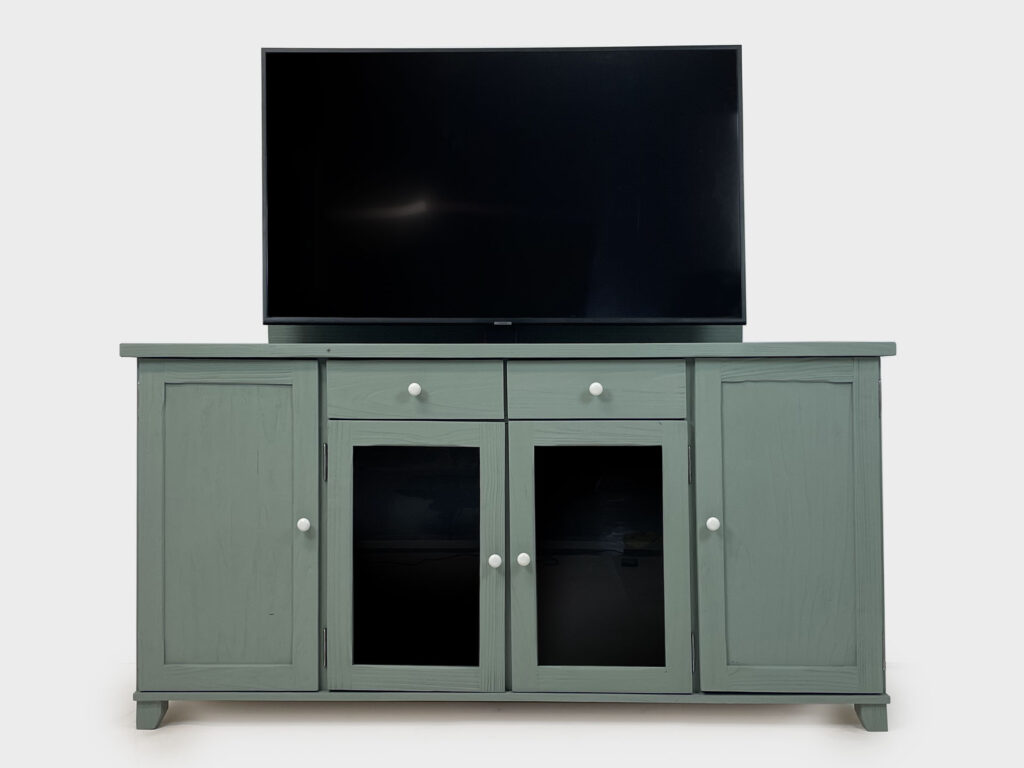 TV Lift Cabinet pine in the colour Farrow & Ball French Gray No.18 for max 55 inch
