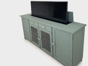 TV Lift Cabinet pine in the colour Farrow & Ball French Gray No.18 for max 55 inch
