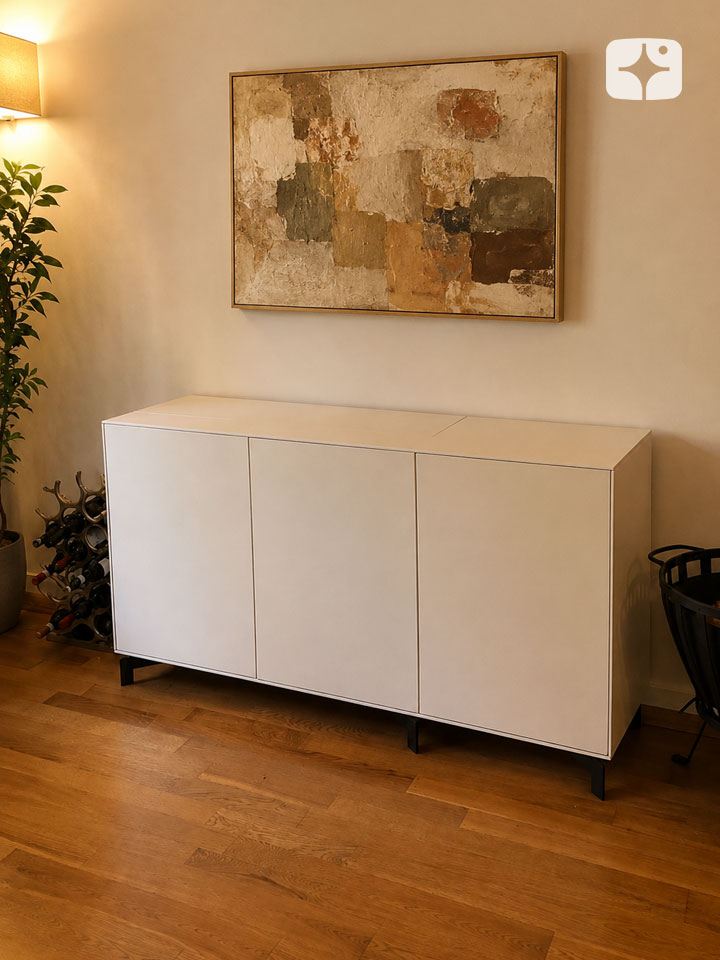 TV lift meubel 'Lucid' geschikt voor 43 inch TV - wit, 3-deurs