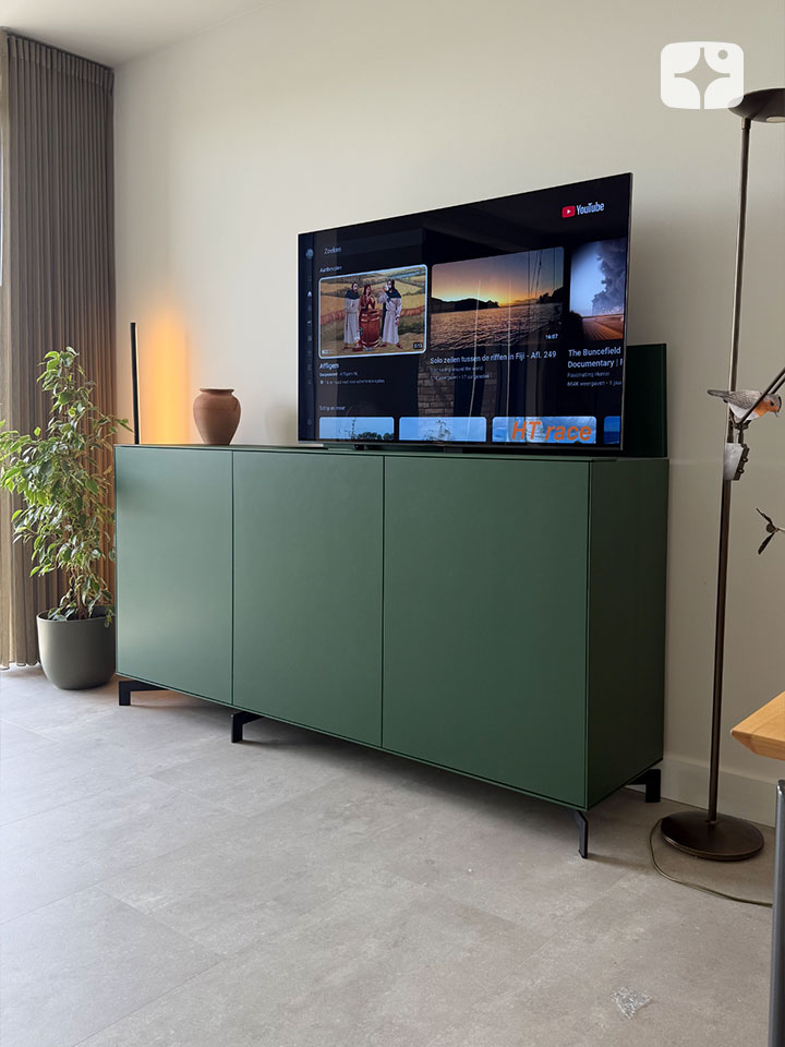 TV lift meubel 'Lucid' geschikt voor 55 inch TV - groen, 3 deurs