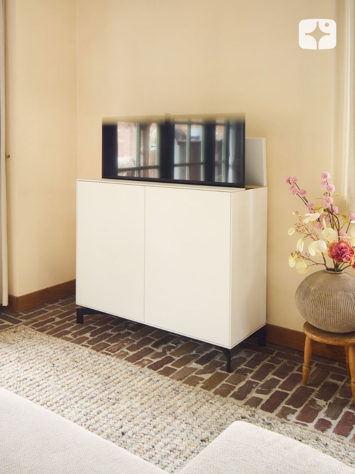 TV lift meubel 'Lucid' geschikt voor 43 inch TV - wit, 2-deurs