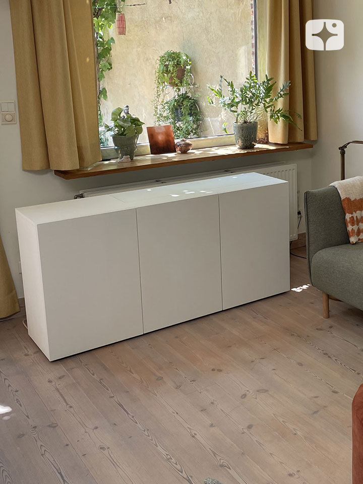 TV lift meubel 'Mono' geschikt voor 43 inch TV - wit, 3-deurs