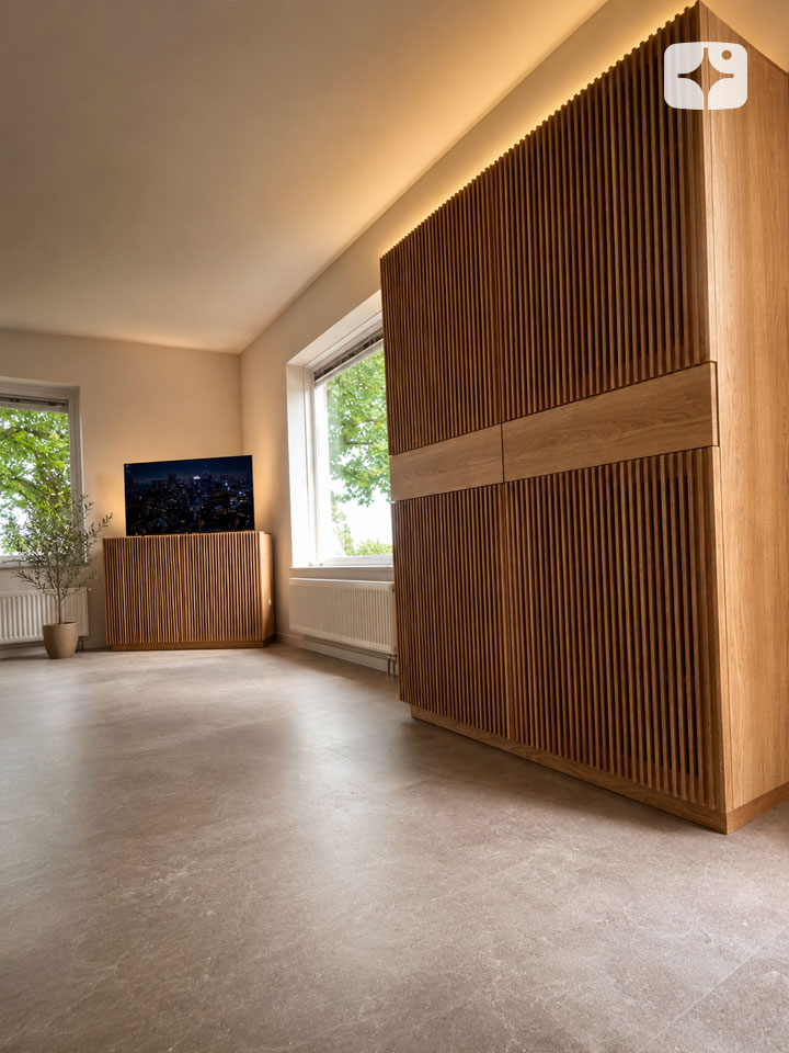 TV lift meubel 'Nomad' geschikt voor 55 inch TV - 2-deurs - extra buffetkast